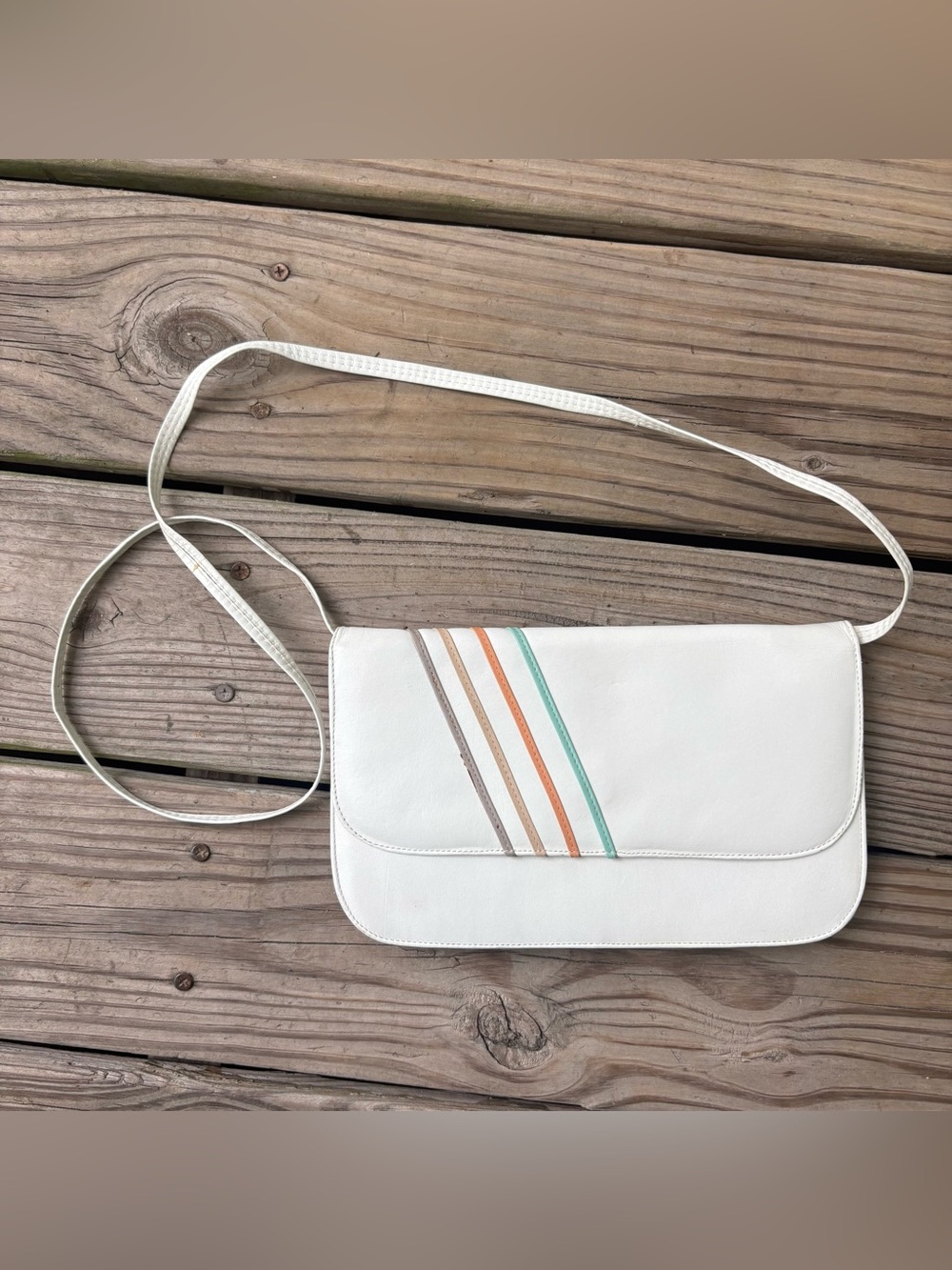 VTG ‘80s White Leather Shoulder Bag